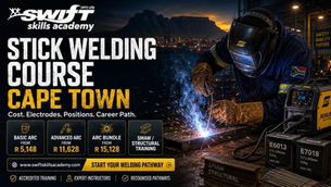"Swift Skills Academy Cape Town – South Africa’s accredited Stick Welding (SMAW) course empowering learners with Shielded Metal Arc Welding mastery on carbon‑steel plate using E6013 and E7018 electrodes with inverter equipment and full PPE. Students advance through 1F, 2F, 1G, 3F, 4F, 3G, and 4G positional welding skills for structural fabrication, coded‑welding preparation, and SAQA, MERSETA, QCTO‑aligned pathways toward workplace competency and Red Seal artisan certification – the national benchmark in welding excellence."