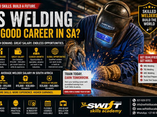 "Welding courses South Africa – SAQA and QCTO accredited training in Cape Town for high‑demand skilled welders. Master MIG, TIG, and ARC welding in professional workshops with Red Seal certification pathways. Unlock career mobility, salary growth, and corporate compliance advantages through Swift Skills Academy’s accredited welding programs, positioning you for South Africa’s highest‑paying trade jobs."