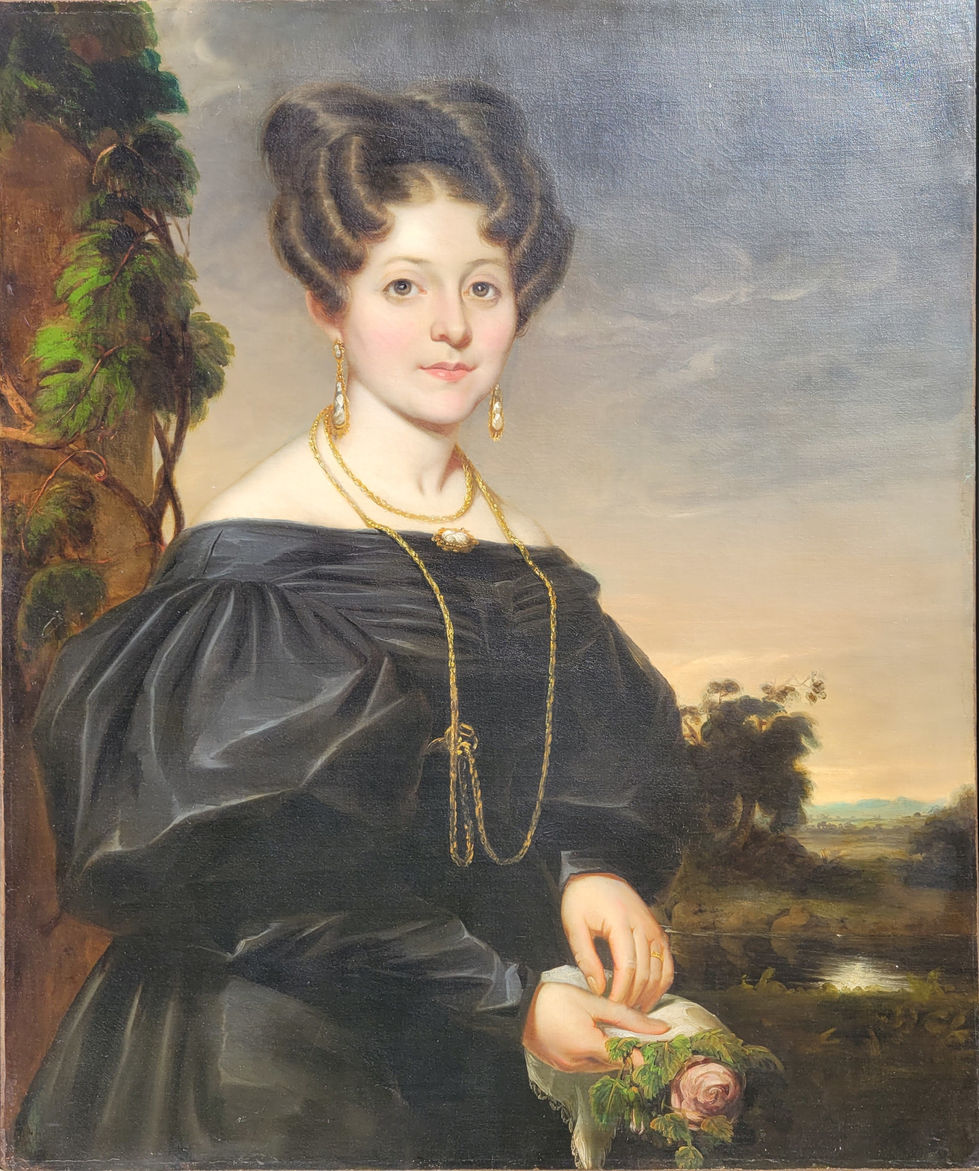 Anonymous (Mid-19th century) Portrait of an elegant lady holding a rose