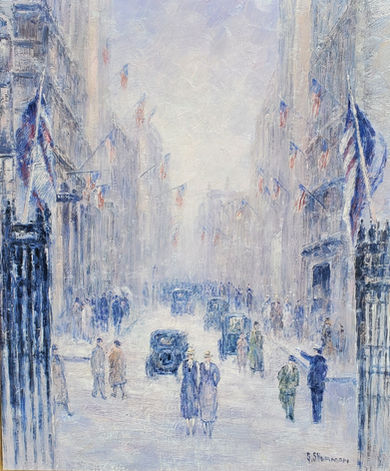 Wall Street on a Snowy Afternoon