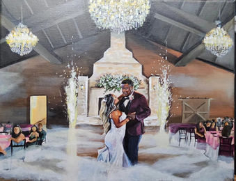 First dance live wedding painting at The Oaks at Oak Plantation, Rosharon, Tx