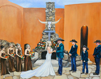 Live wedding painting of wedding ceremony at The Agave Estate, Katy, Texas