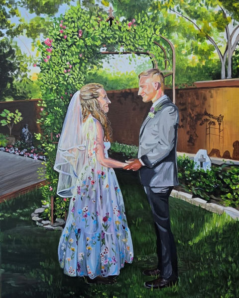 Intimate ceremony live wedding painting