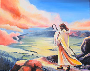 Live painting of Jesus, Our Good Shepherd for a non profit Christian event for Mercy House Global