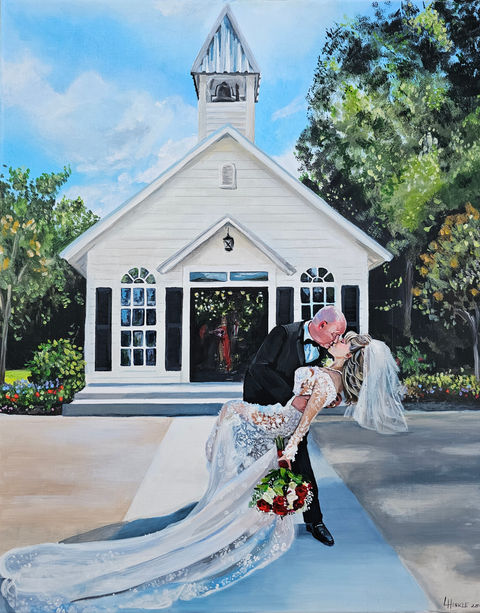 Dip Kiss Live wedding Painting at Beneath the Oaks, Midfield, Tx