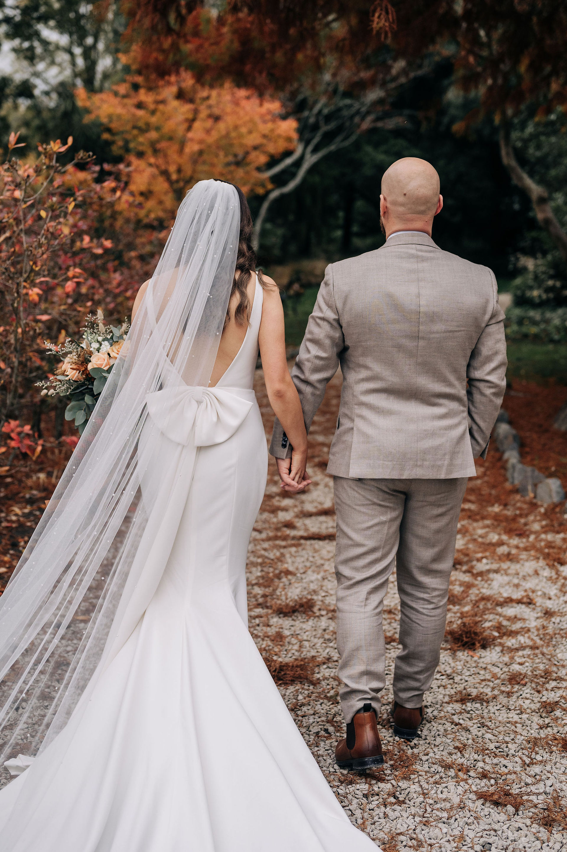 Lucy and Hamish Wedding - Bride and Groom, in the botanic gardens 