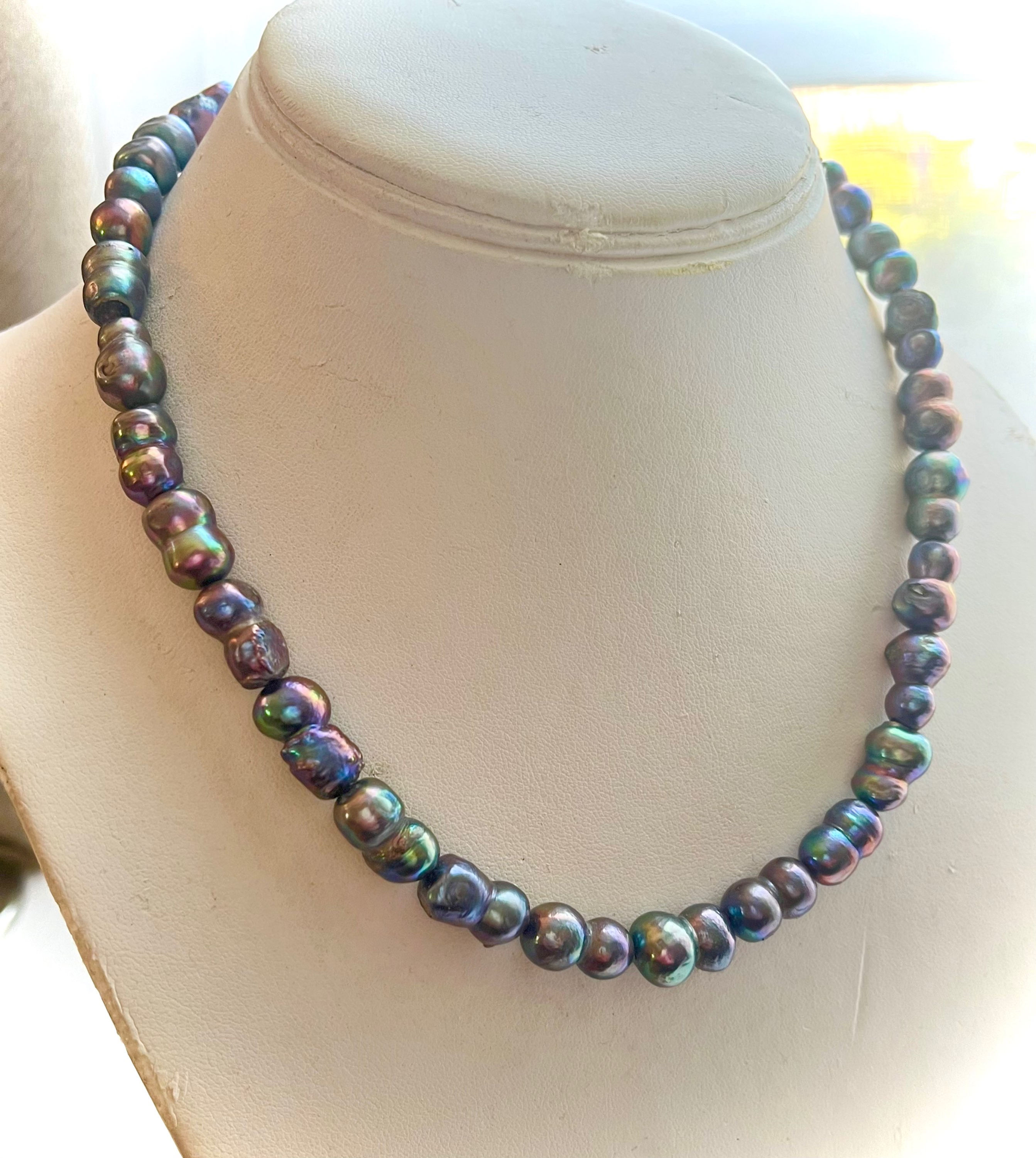 Tahitian Peacock Pearl Necklace .925