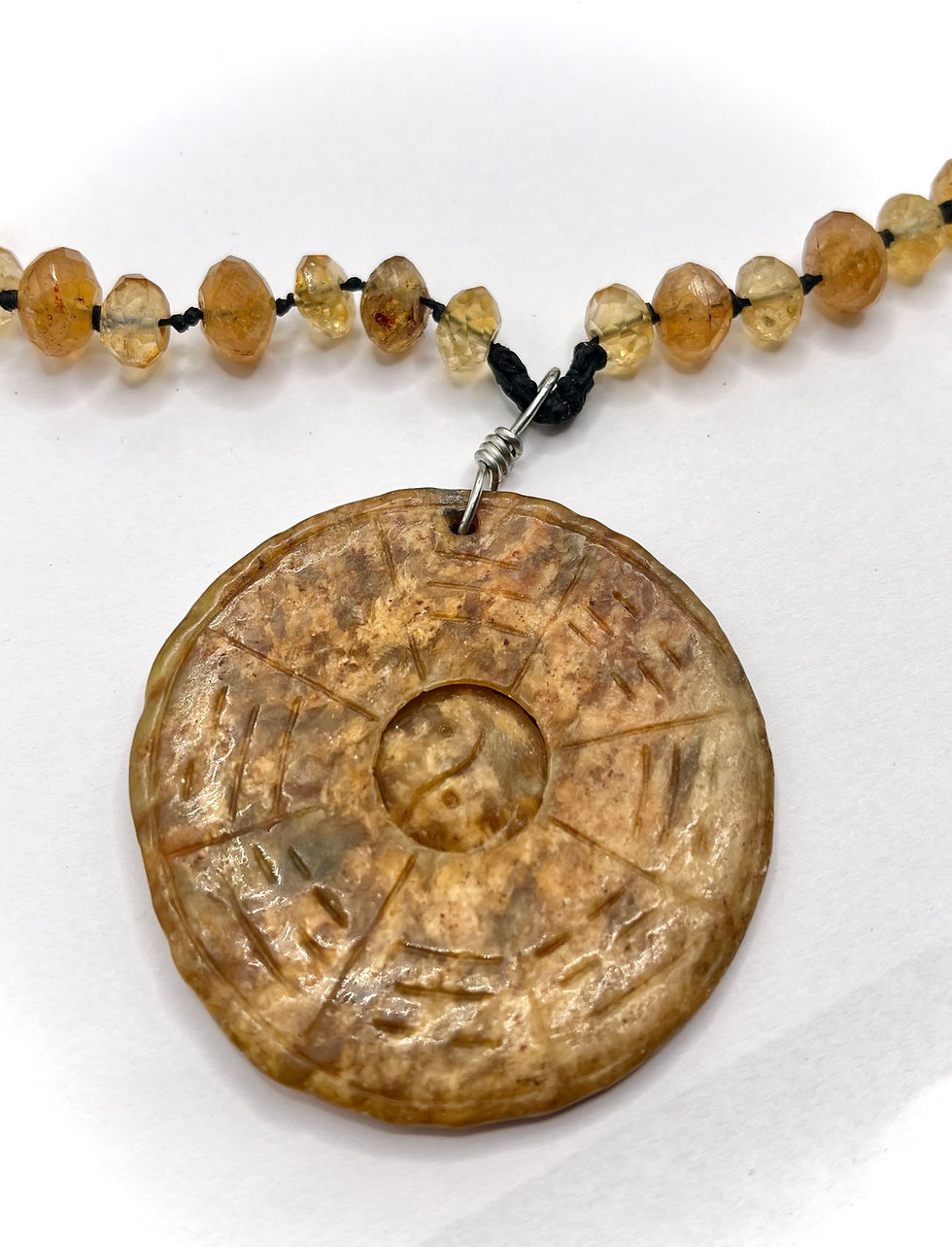 Thumbnail: Antique Jade Yin Yang Citrine Necklace
