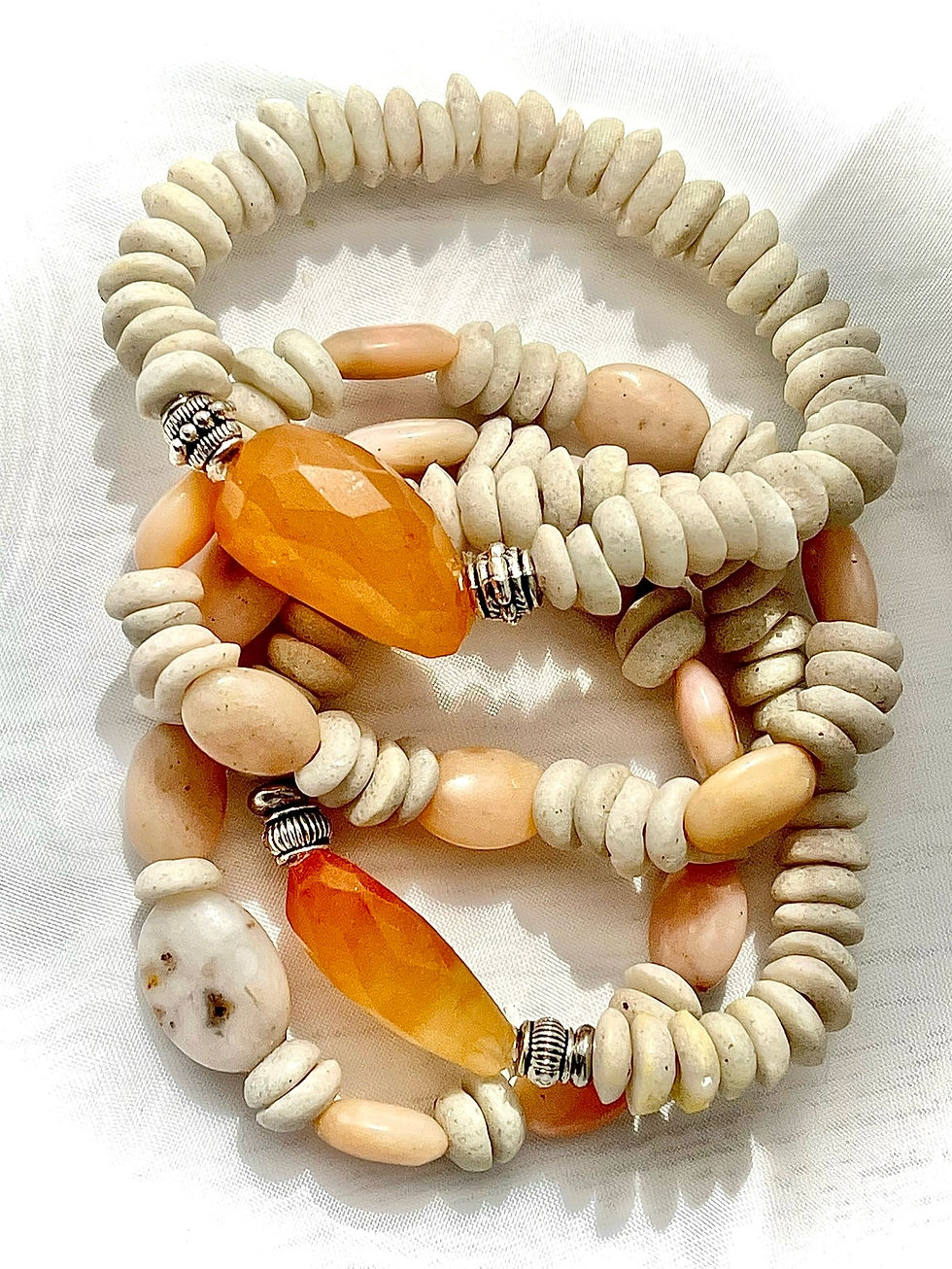Thumbnail: Citrine & Beige Ashanti Beads Bracelet