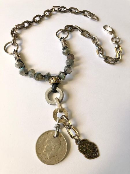Thumbnail: Adventurine Gemstone Coin Necklace