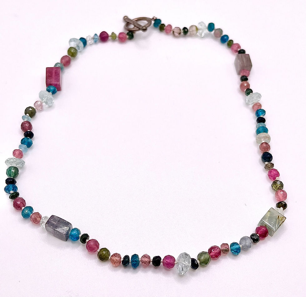 Thumbnail: Colorful Glass Beaded Necklace 925