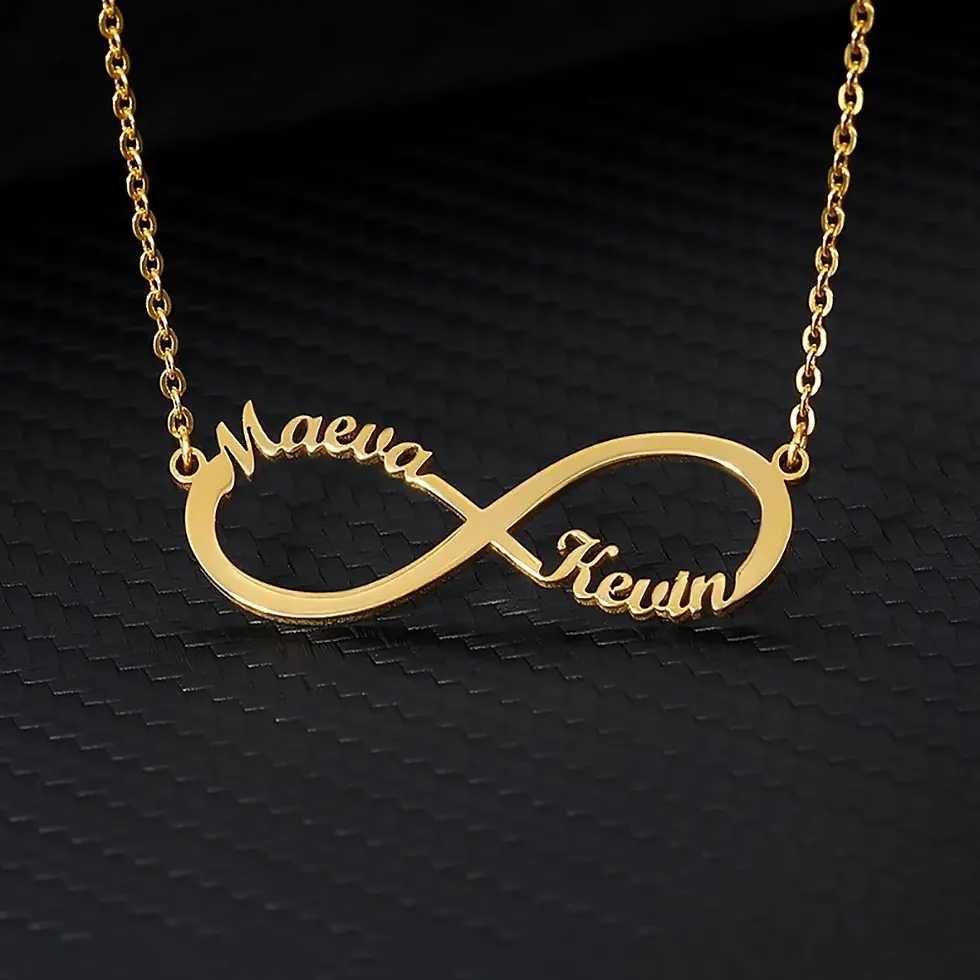 Thumbnail: Custom Double Heart Two Names | Customized Infinity Stainless Steel Necklaces