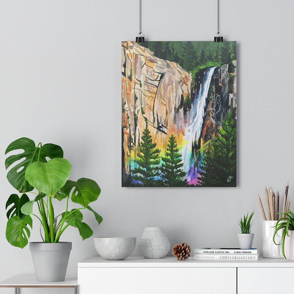 Thumbnail: Bridal Veil Falls, Yosemite - Giclée Art Print 