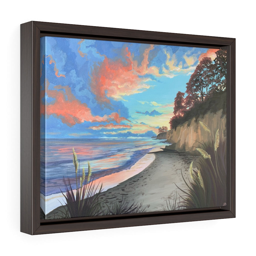 New Brighton Beach Sunset, Santa Cruz - Framed Premium Gallery Wrap Canvas