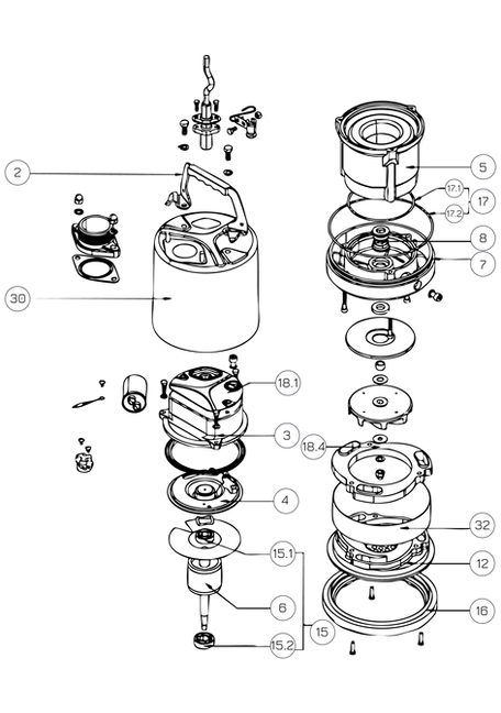 cross-section of dewatering pump Hydro Flat