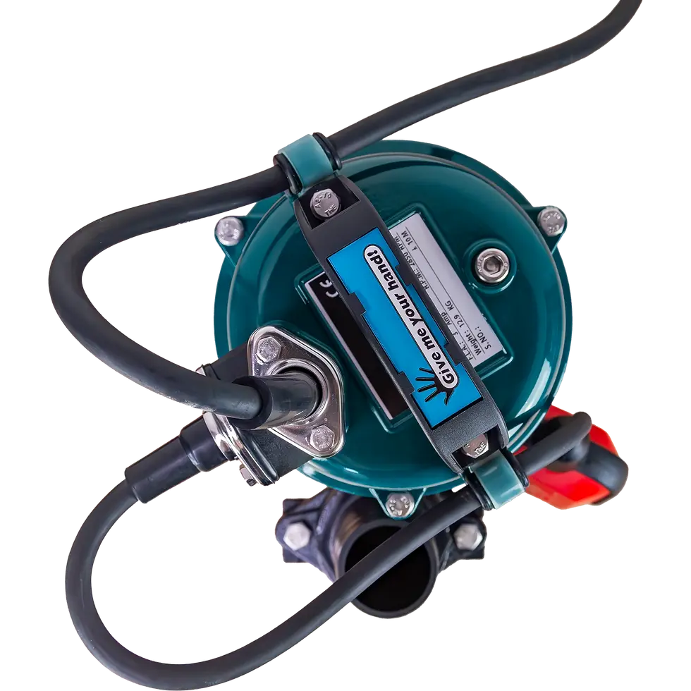 Thumbnail: Top view of HYDROBOOST 0.5AKS compact submersible pump with integrated float switch and side discharge outlet