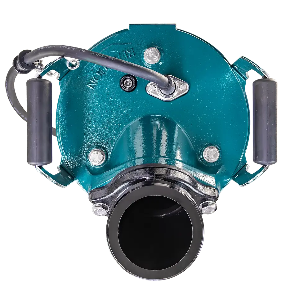 Miniatura: Top view of HYDROWAVE 7.5T water pump showing discharge connection, dual side handles and power cable entry