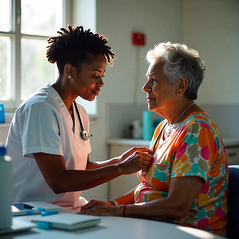 ALMS nurse giving a physical exam
