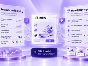 Quicklizard vs Repricer.com comparison illustration for Shopify pricing workflows
