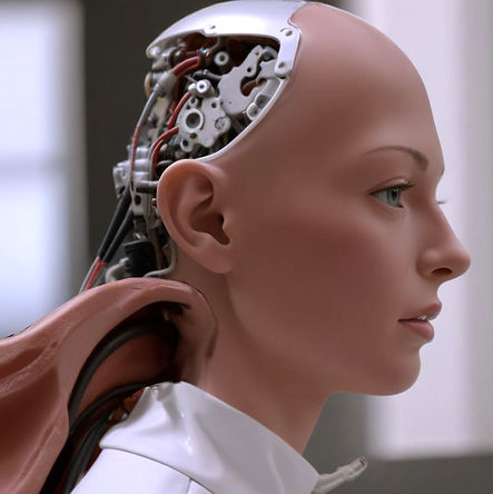 robot with peeling scalp