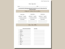 A blank treatment planning guide for estheticians.