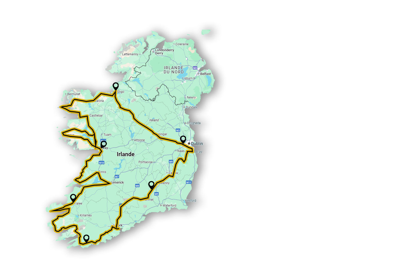 carte parcours odg 2026 irlande