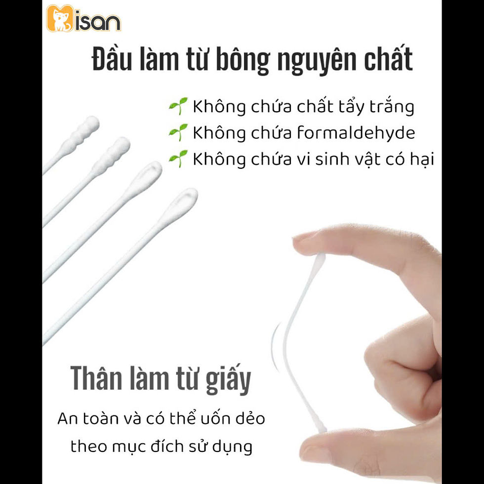 Hình thu nhỏ: Tăm Bông 2 Đầu Misan Hộp 200pcs, 400pcs Tiện Dụng Vệ Sinh Tai Mắt Rốn Cho Bé