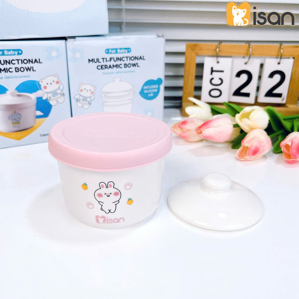 Hình thu nhỏ: Hũ Sứ Ăn Dặm Misan Có Chia Vạch 250ml Cho Bé ăn Dặm Kèm 2 Nắp Làm Bát Ăn Dặm
