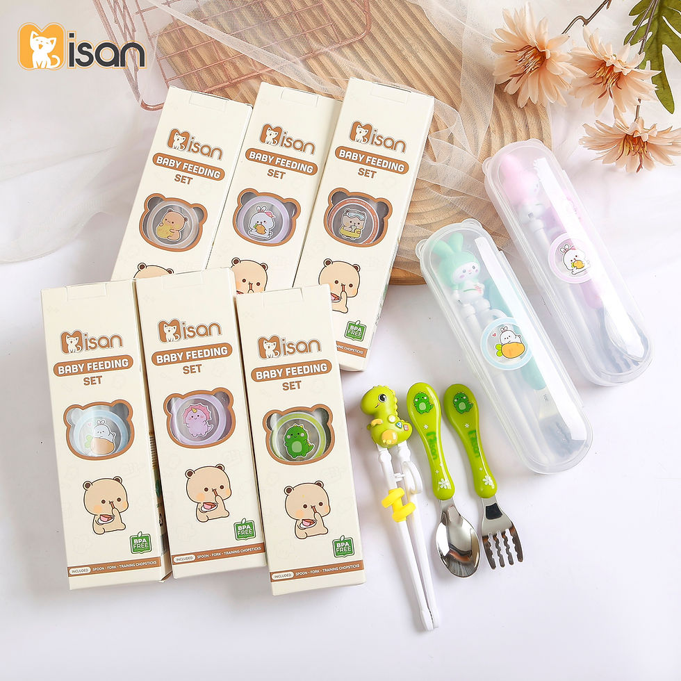 Hình thu nhỏ: Set Thìa Dĩa Đũa Tập Xúc Cho Bé Misan Chất Liệu Inox 304 Kèm Hộp Đựng Tiện Lợi