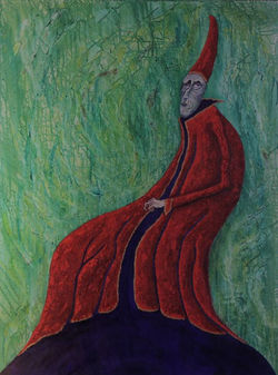 Bishop, large acrylic mixed media