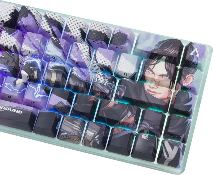 Artwork on keycaps of Higround Apex Legends mechanical keyboard