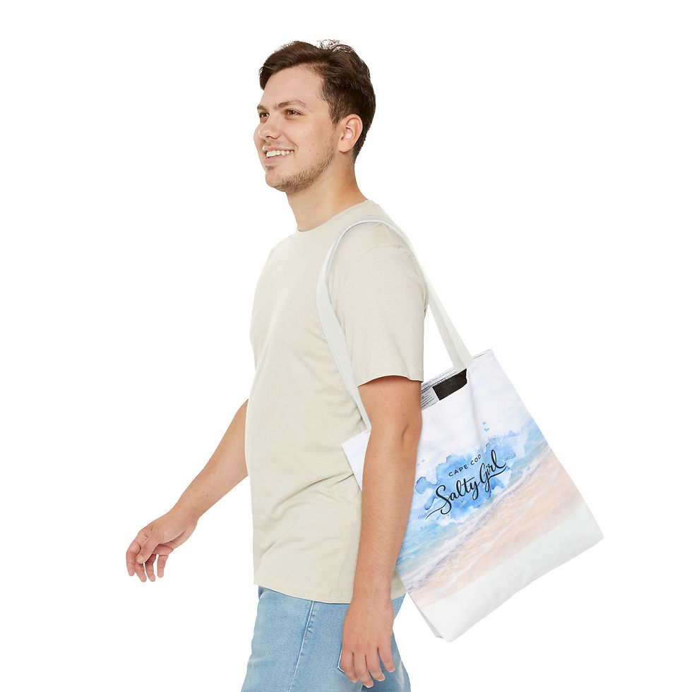 Thumbnail: Tote Bag"Cape Cod Salty Girl" Beach Tote — Coastal Watercolor Reusable Shopper