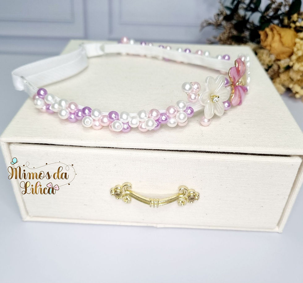 Thumbnail: Headband / Tiara de Luxo de Bebê Jardim Encantado