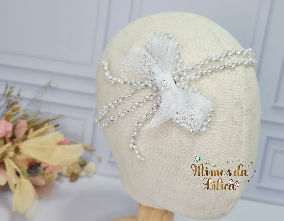 Miniatura: Headband Infantil Com Pérolas Clara