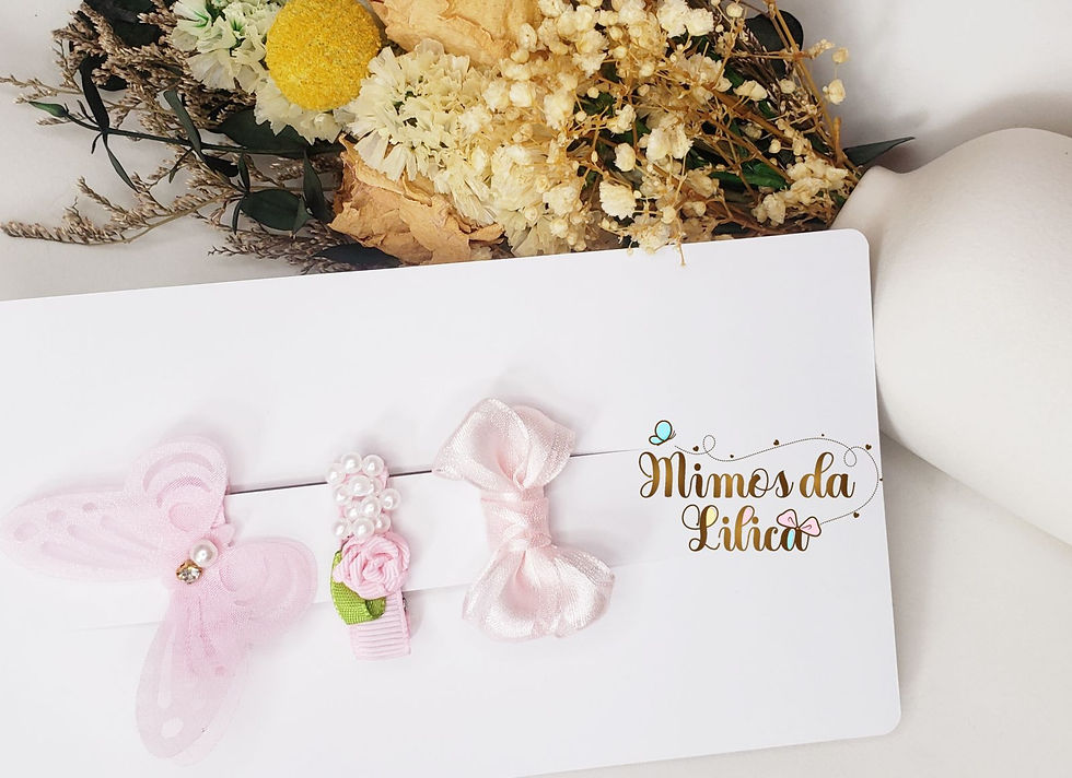 Miniatura: Trio Baby Clips Luxo Rosa