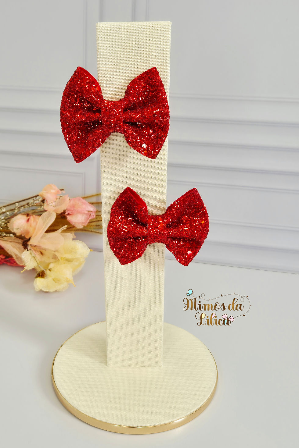 Miniatura: Parzinho Laço Brilho Vermelho Helena