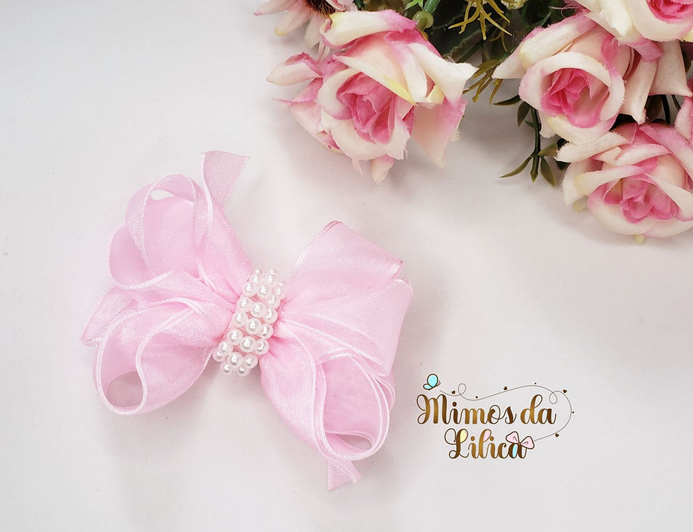 Miniatura: Lacinho Infantil de Organza com Pérolas