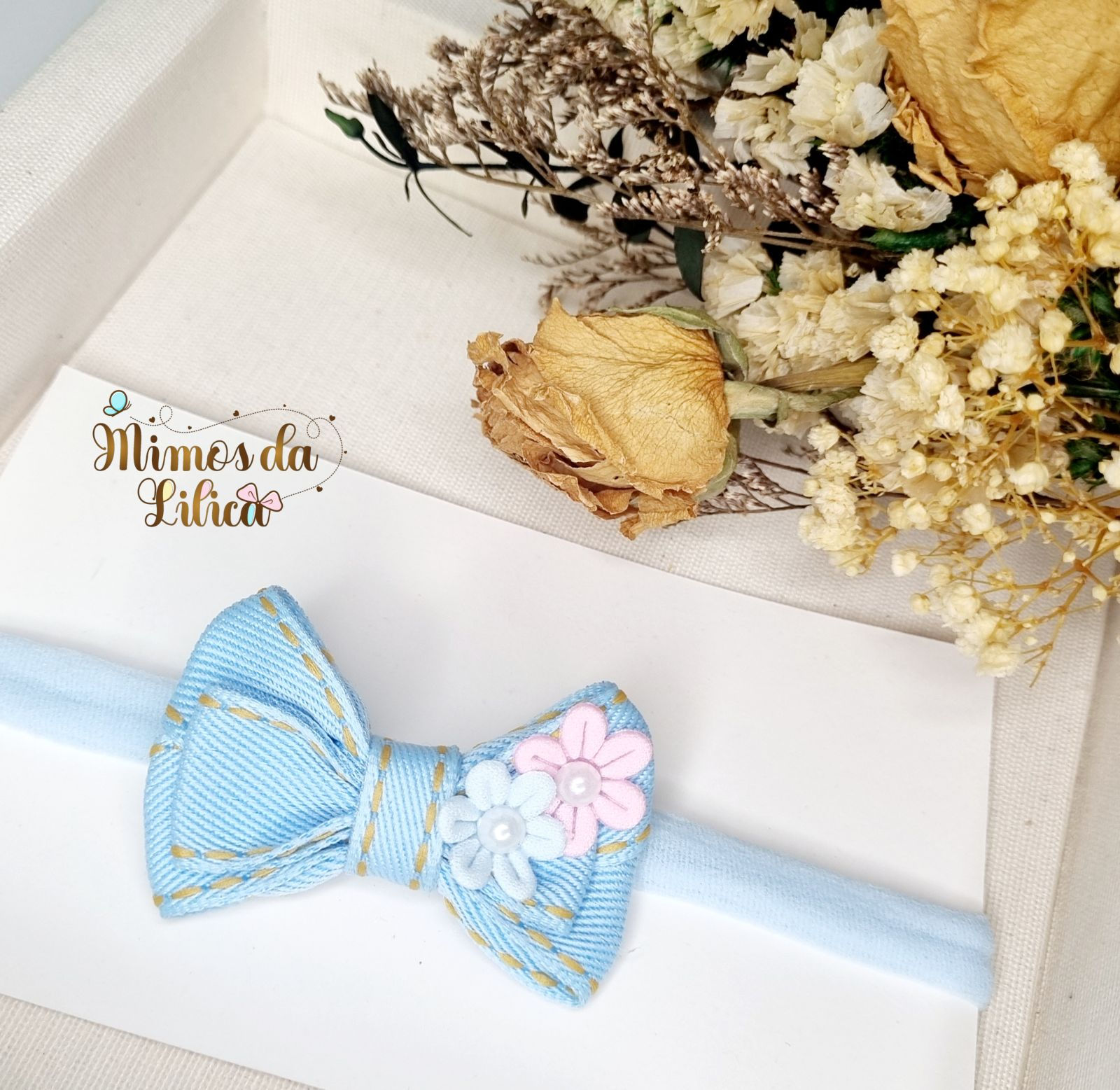 Faixinha Slim com Laço Jeans