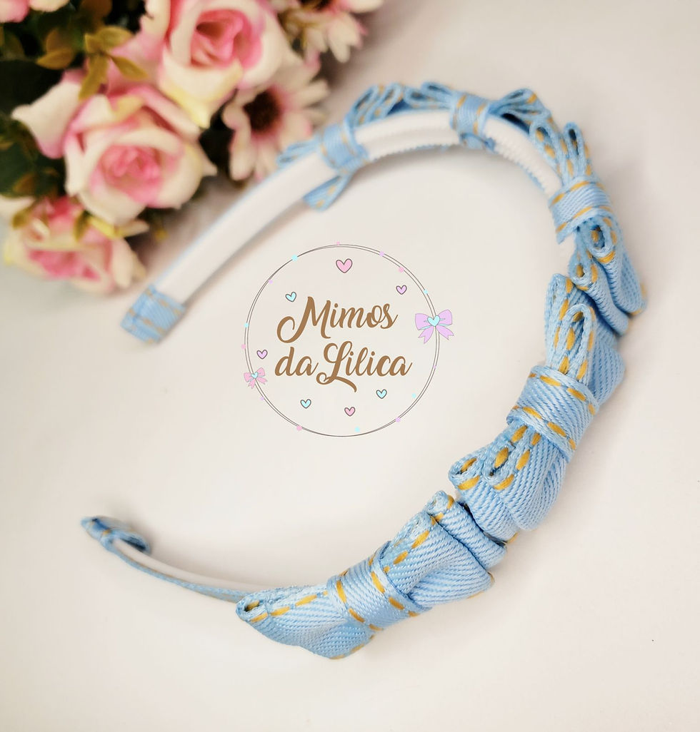 Miniatura: Tiara Infantil com Mini Lacinhos Jeans