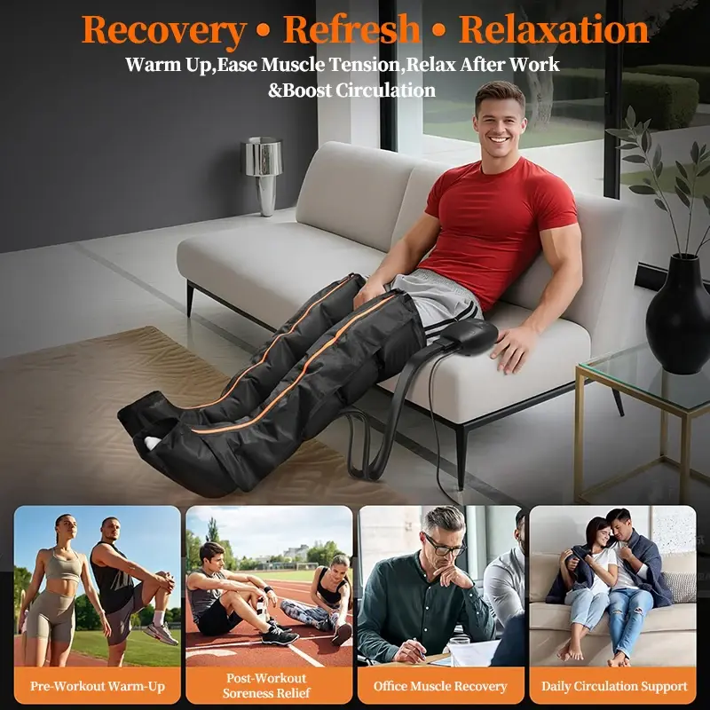 Thumbnail: Air Compression Leg Massager With 5 Chambers Digital Control Portable