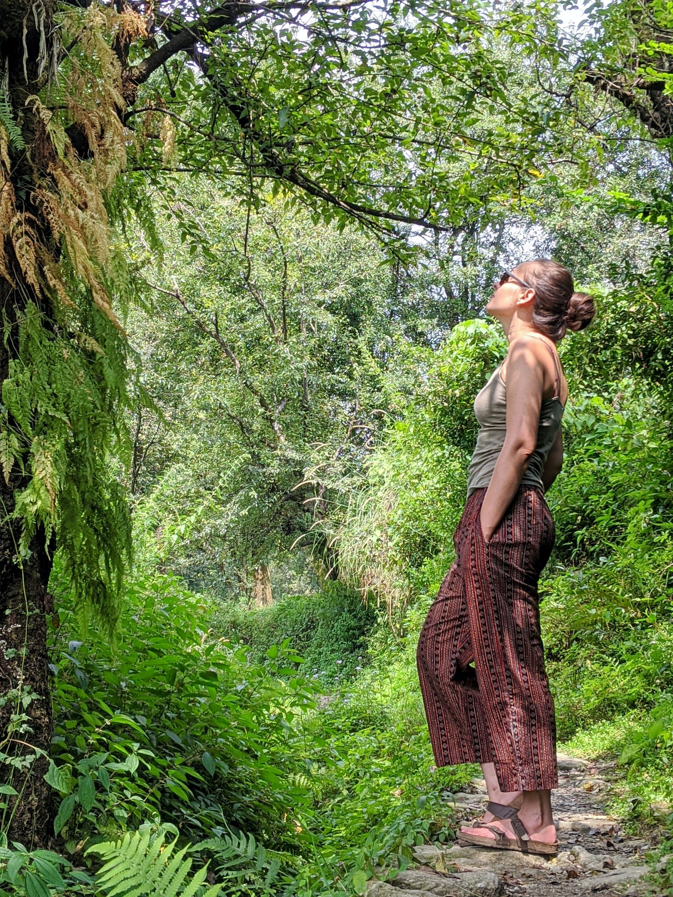 Patterned Wide Pants - Rust & Black