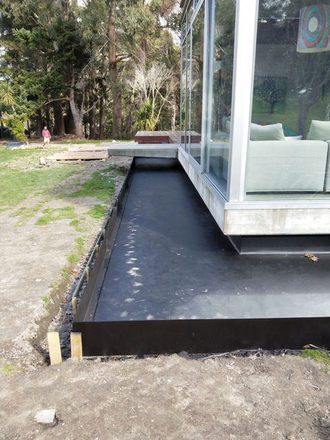 Custom steel works by Designer Gates. Steel floating stairs and steel moat in Canterbury.