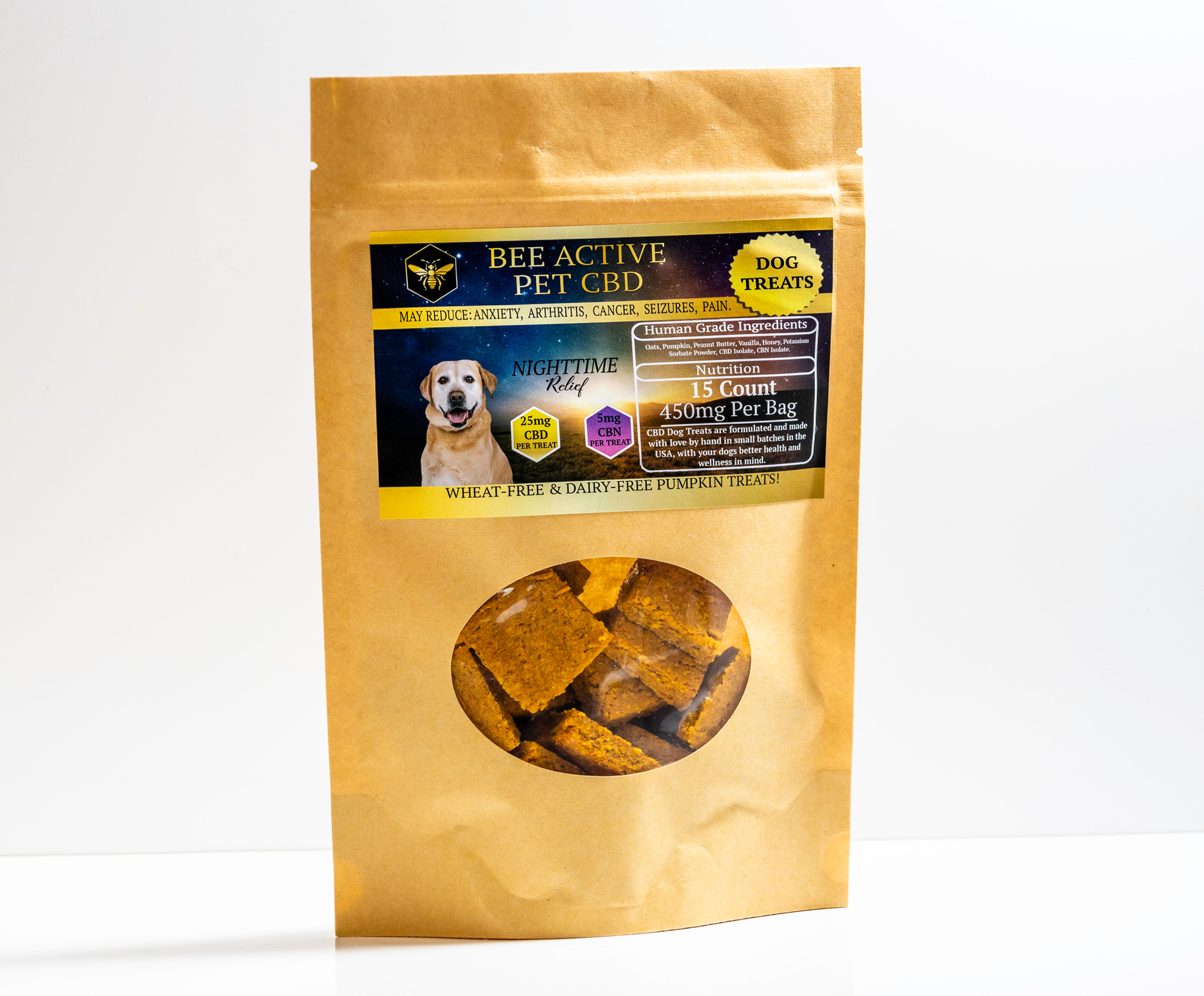 CBD + CBN Pet treats for nighttime relief - Calming, vet recommended chews designed to ease anxiety and support restful sleep in pets.