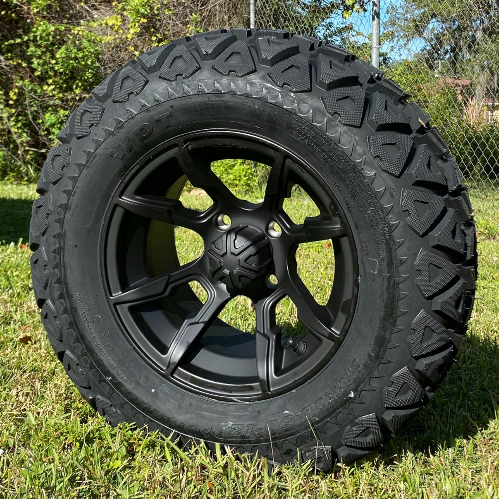 12X7 SATIN BLACK ATLANTIS RIM WITH 23X10X12 TIRE
