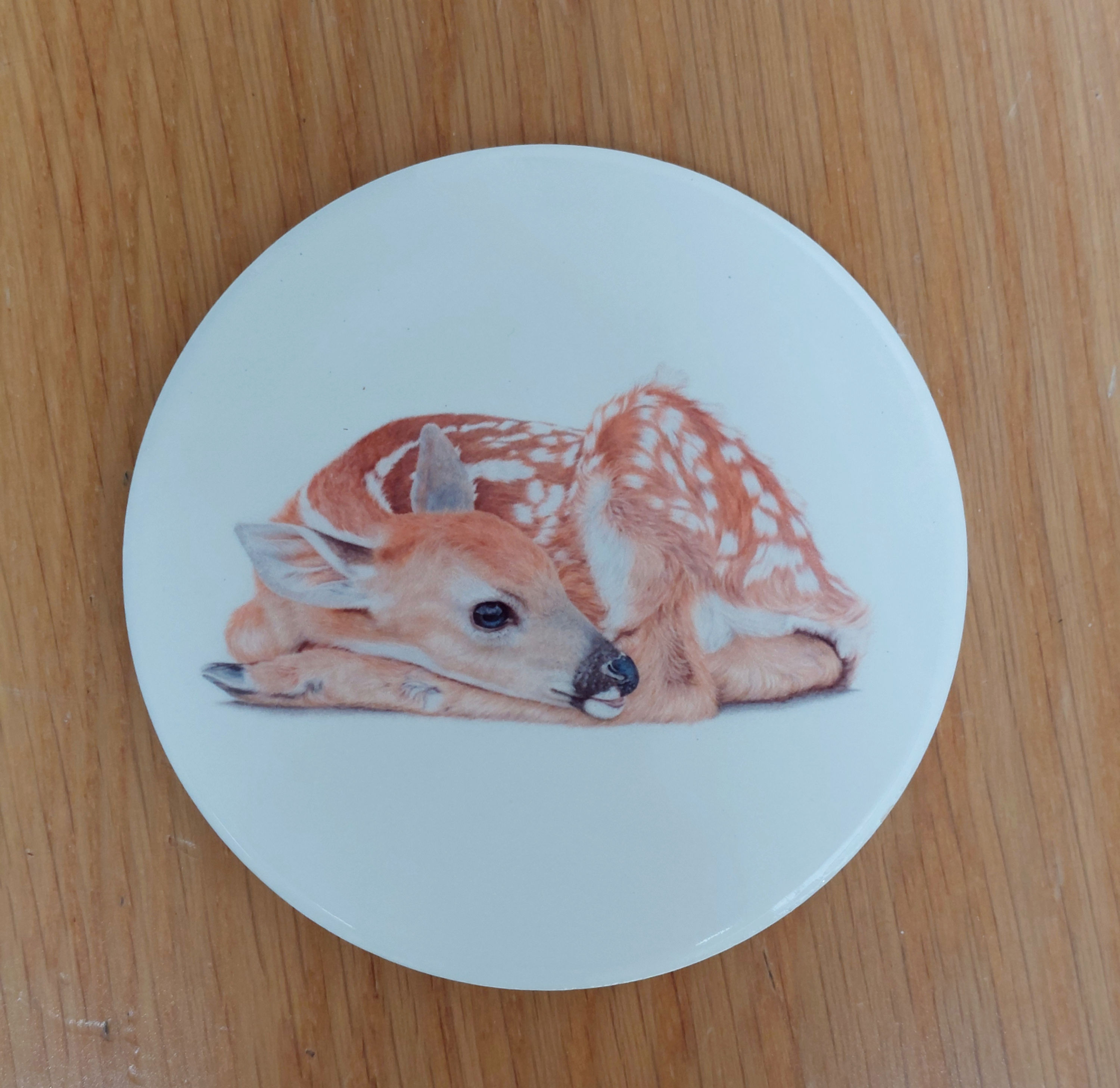 'Newborn Fawn' Ceramic Coaster