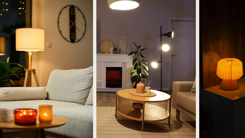 Luxury interior at dusk with warm layered lighting creating a calm and cohesive evening glow