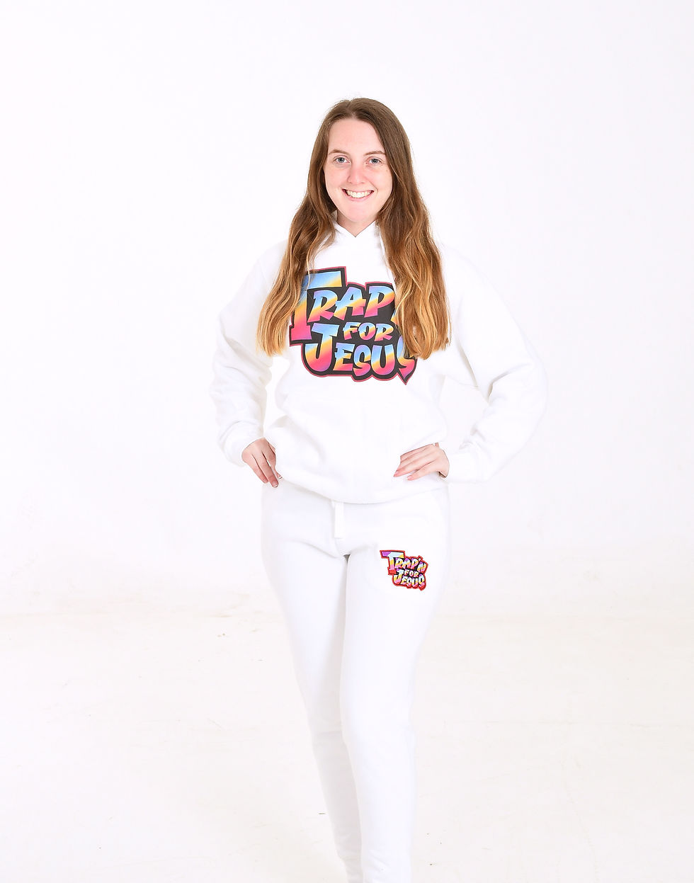 Thumbnail: White Colorful Hoodie with colorful embroidery on hood