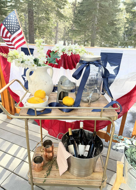festive patriotic 4th of july summer patio outdoor bar cart Tahoe