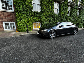 Black Mercedes EQS London ECO friendly chauffeur vehicle 