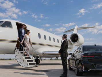 Chauffeur waiting at private airport